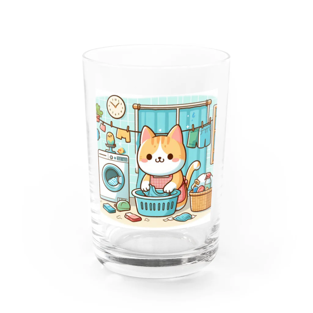 葉っぱのねこ　洗濯日和 Water Glass :front