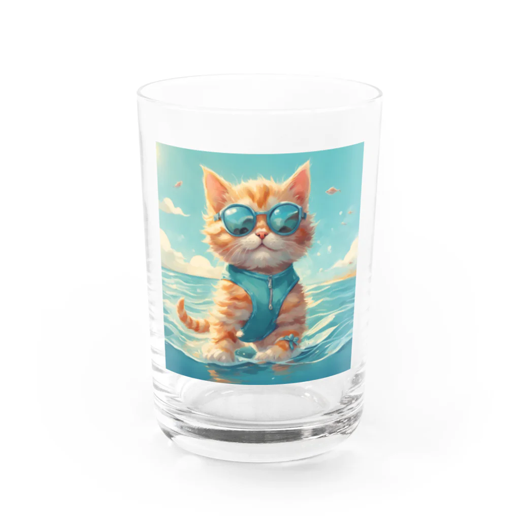 Ojisanlifeの海の子猫 Water Glass :front