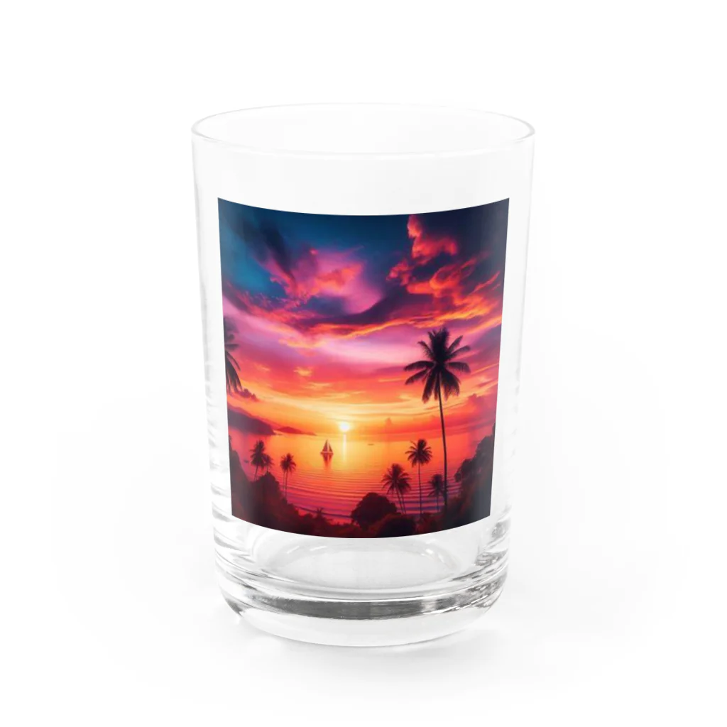 Rパンダ屋の「美しい夕焼け」グッズ Water Glass :front