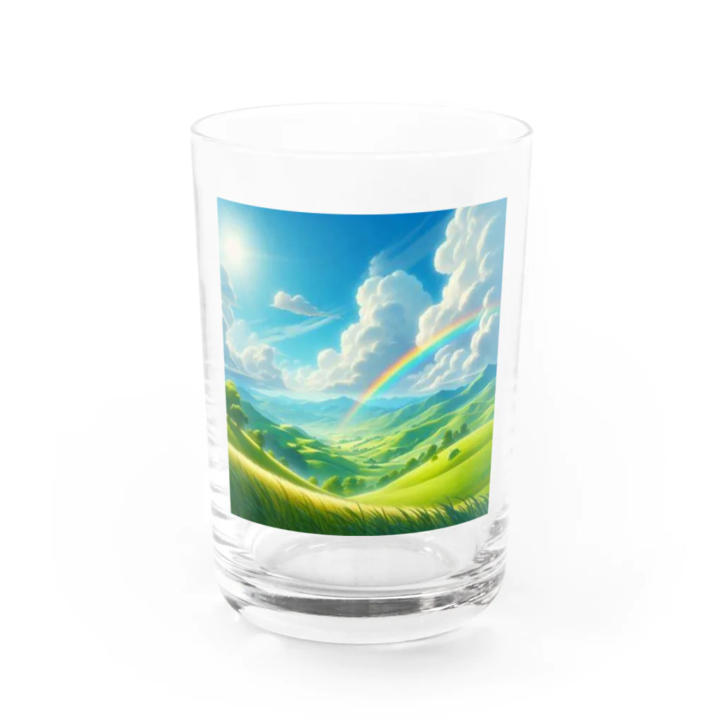 Rパンダ屋の「美しい緑の風景」グッズ Water Glass :front