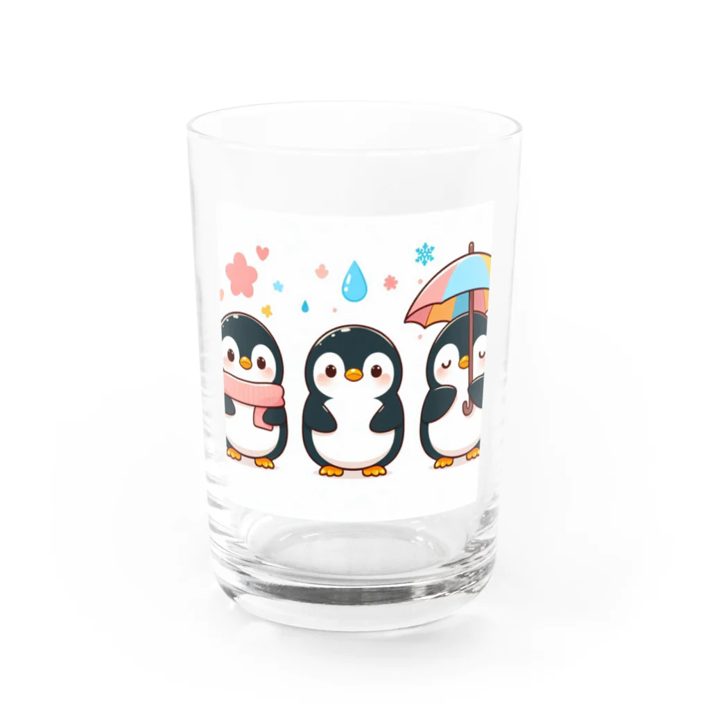 柴犬しばわんこhana873の可愛いペンギントリオ Water Glass :front