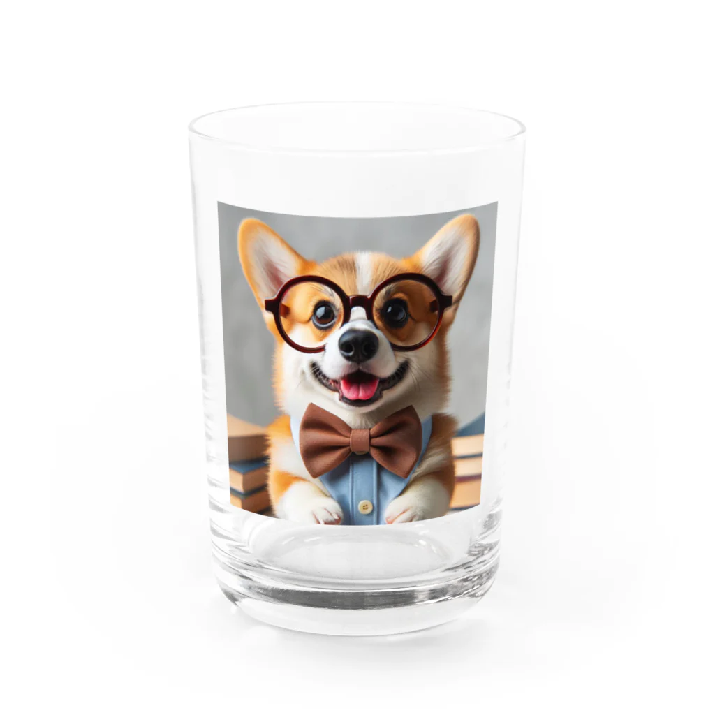 arakawork-01の物知りシリーズ　コーギー犬 Water Glass :front