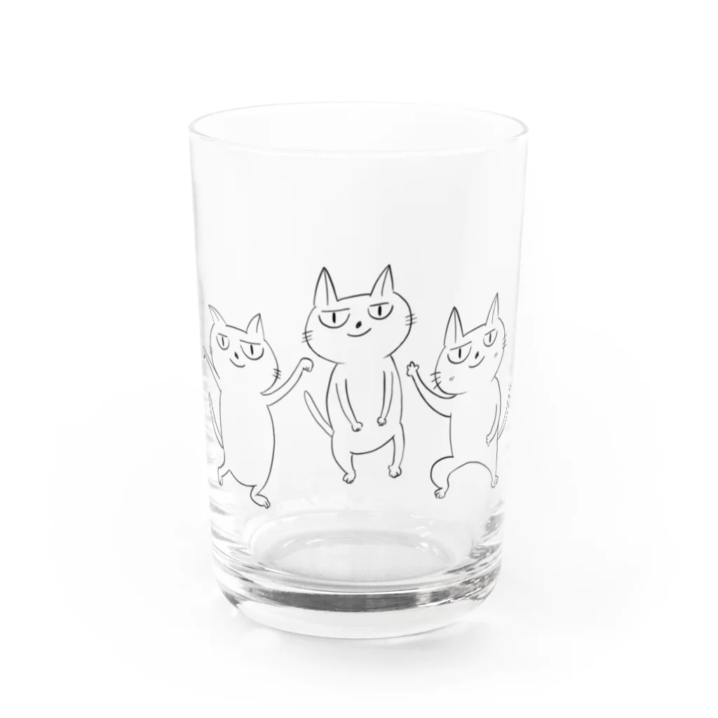 でんぼうの踊るねこ Water Glass :front