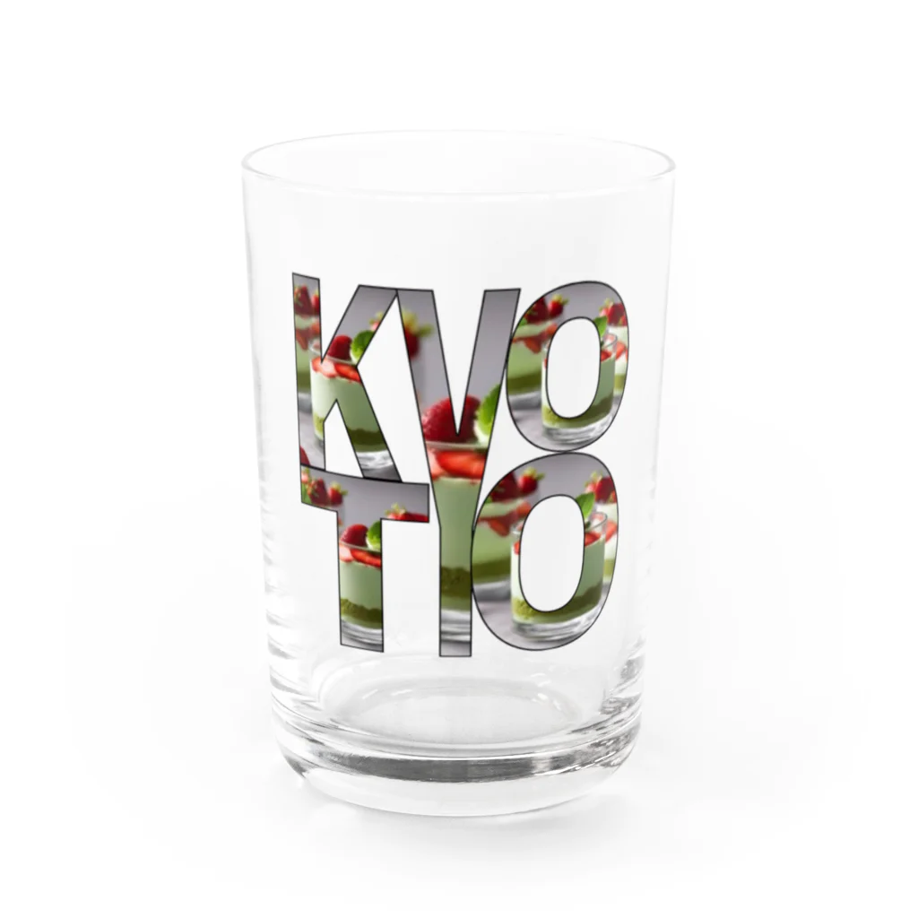 sarasaraのKYOTO ロゴ 抹茶スイーツ柄切り抜き グラス前面