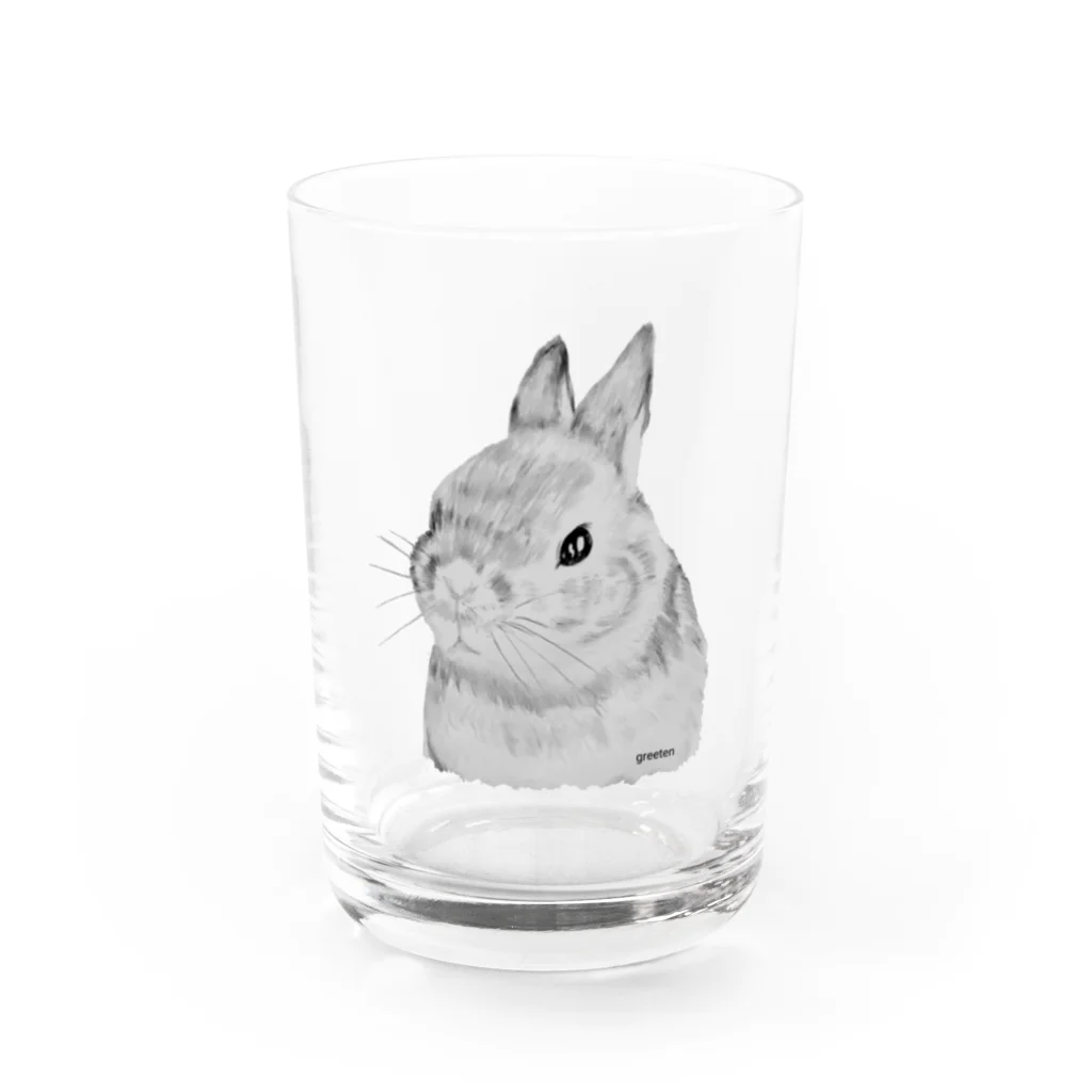 greetenのうさぎ　アートモノクロ Water Glass :front