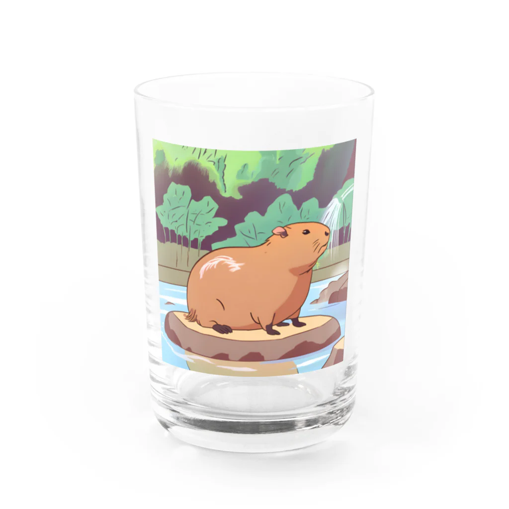 アマサキの癒しのアニメ調カピパラ Water Glass :front