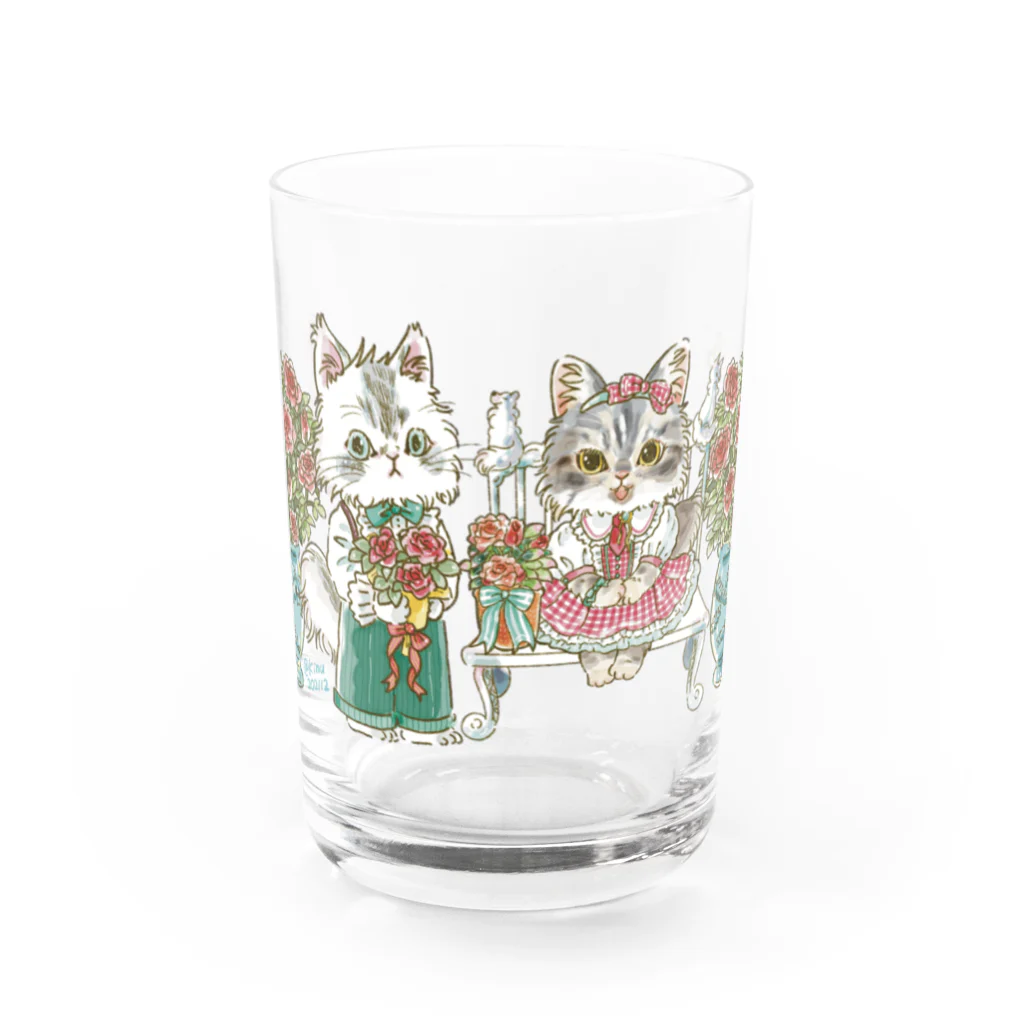 猫のきぬくんのお店のミルちゃん　ローズガーデンツアー Water Glass :front