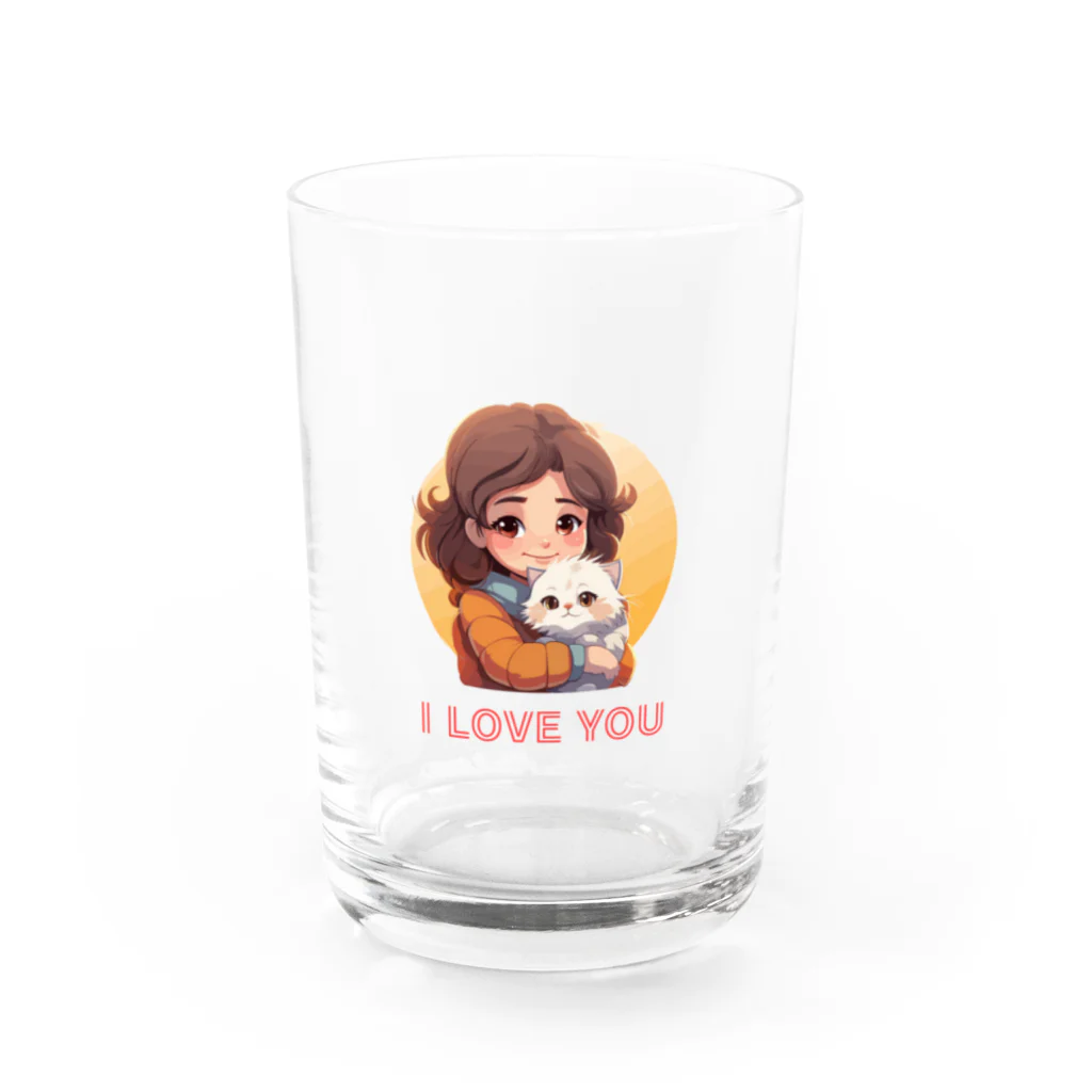 AwagoModeのI LOVE YOU(Cat&Girl) (36) Water Glass :front