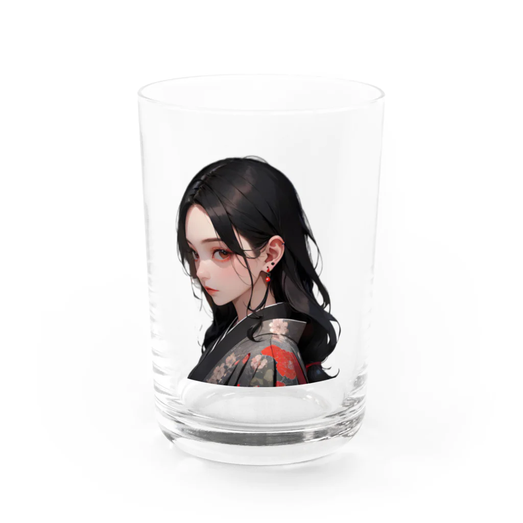 LONGSTONEの赤いピアスの着物美人 Water Glass :front