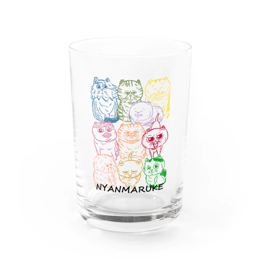 にゃんまるけのカラフルまるけ Water Glass :front