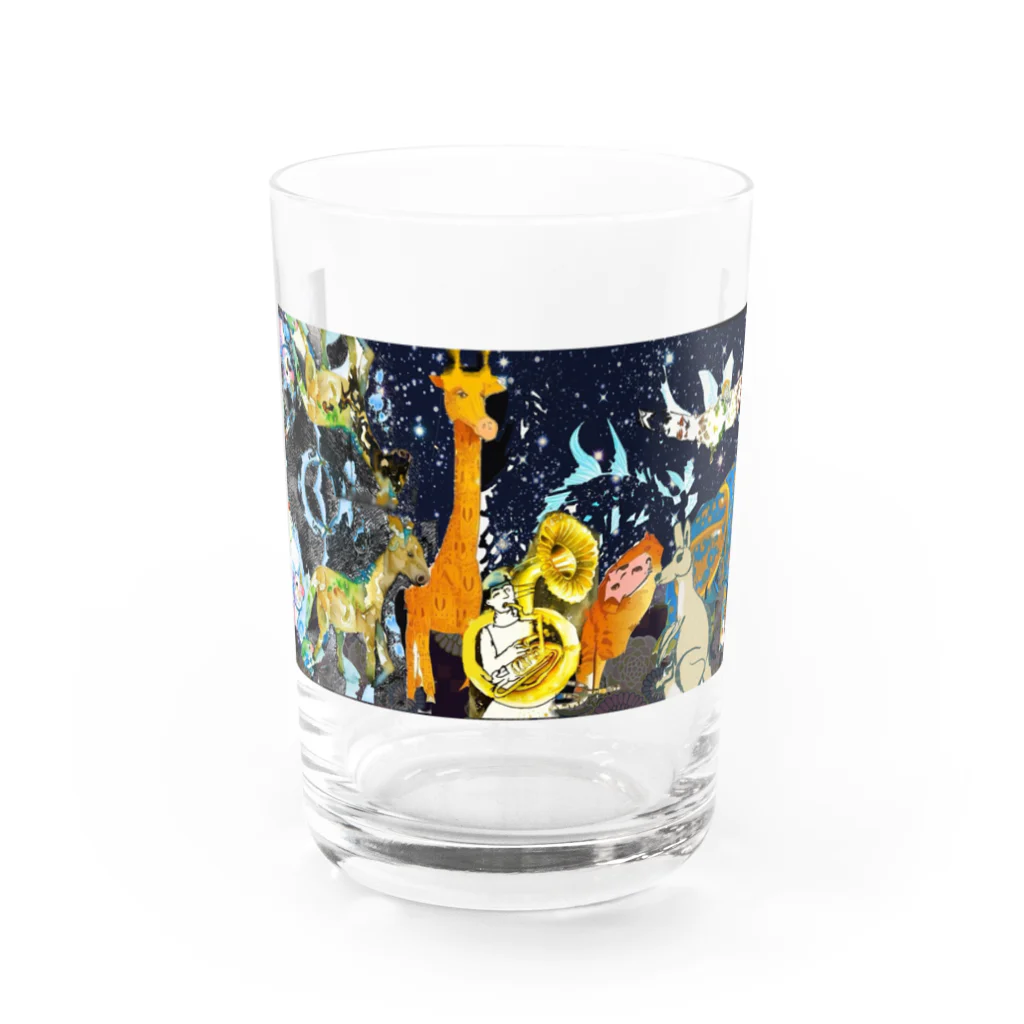 Kazusanの生きてるものの行進  夜 Water Glass :front