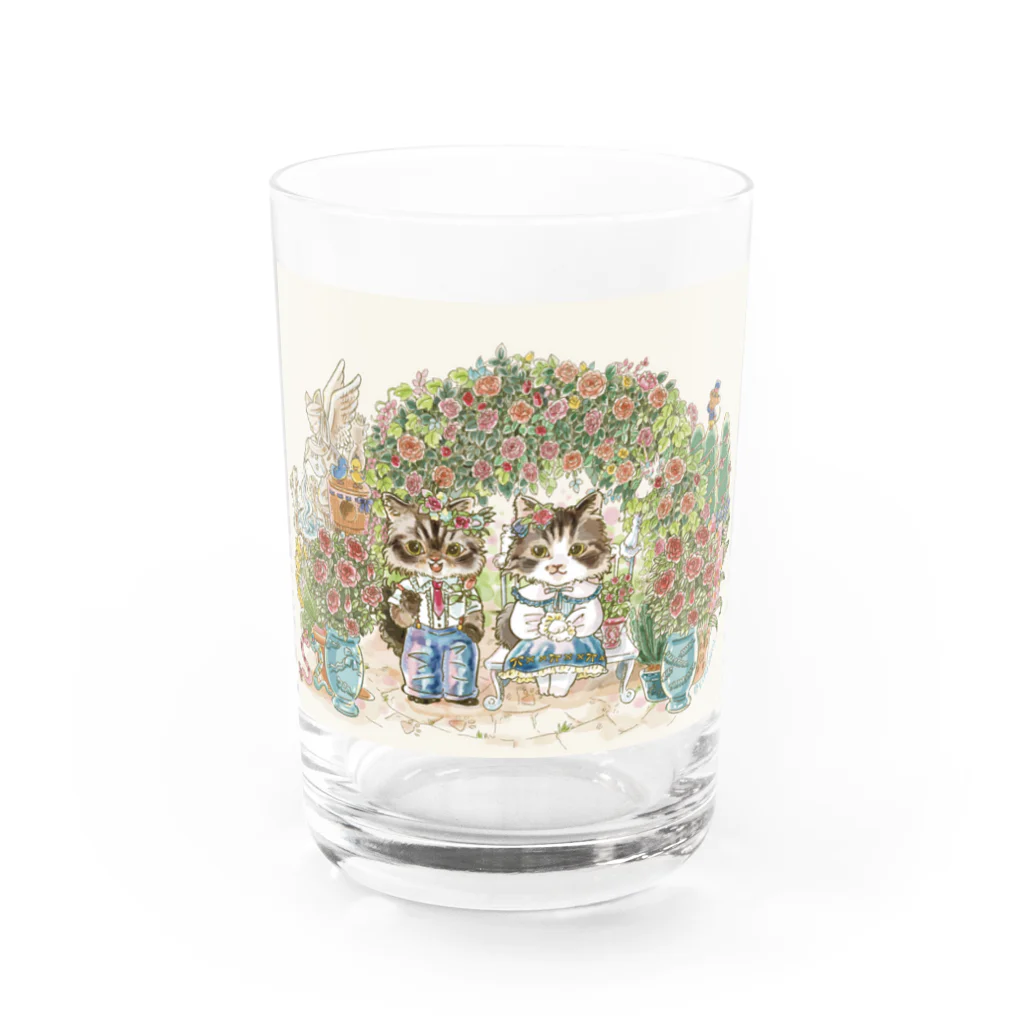 猫のきぬくんのお店の安寿ちゃんと弥勒くん Water Glass :front