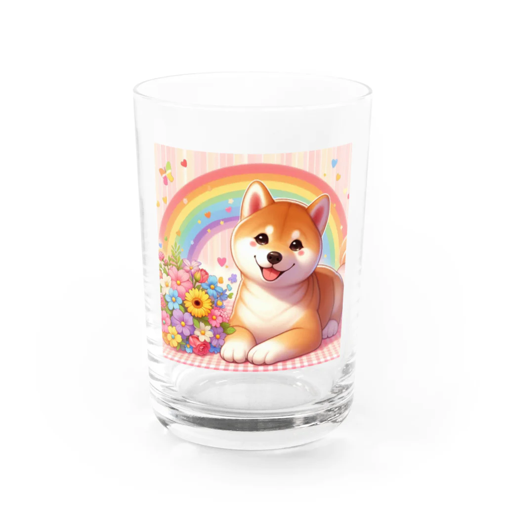 癒しのショップの夢の中の柴犬 Water Glass :front