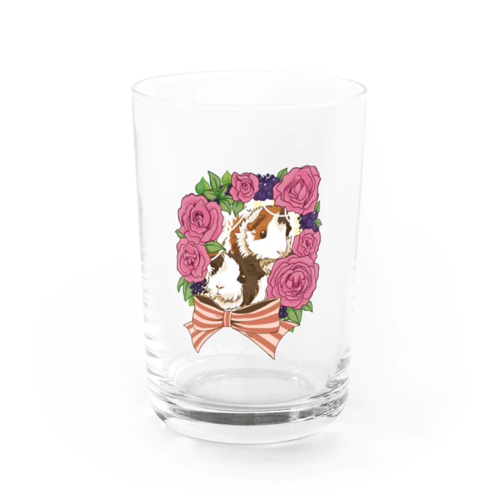 Lichtmuhleのイングリッシュローズとアビシニアンモルモット Water Glass :front