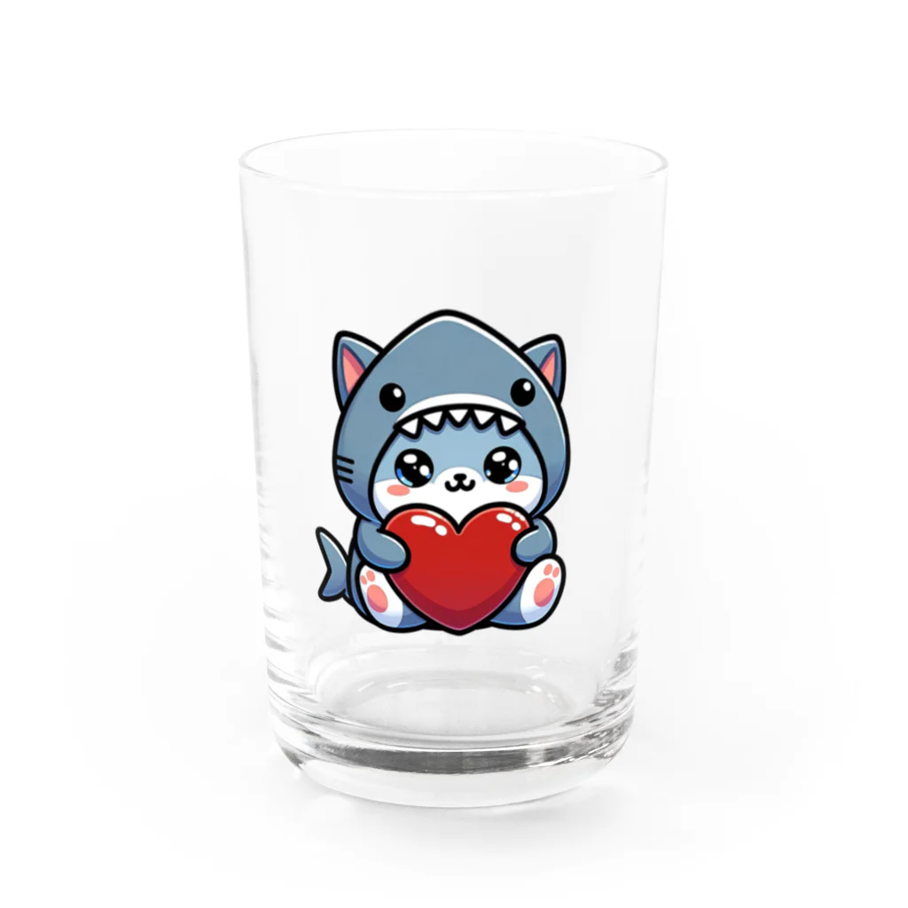 きぐるみあにまるず！のハート抱っこ着ぐるみネコ Water Glass :front