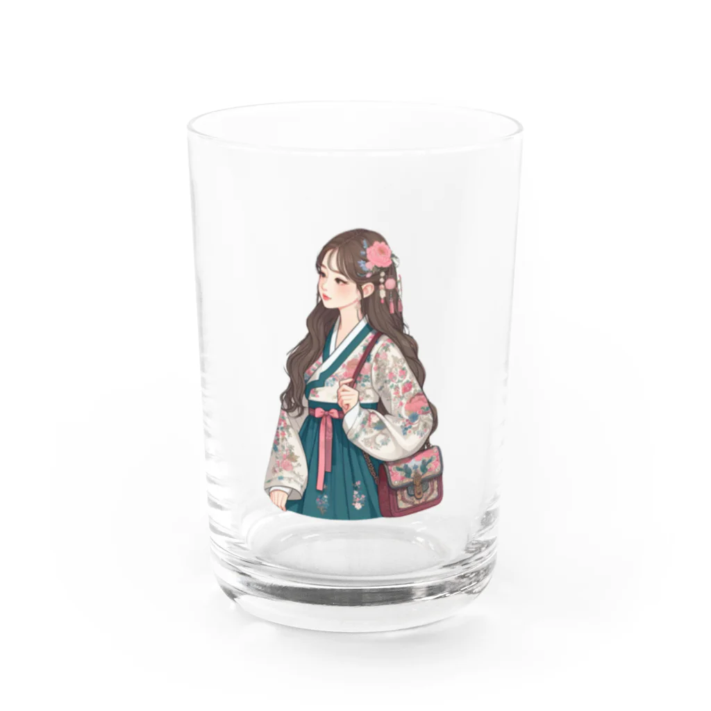 デjimaの韓国風の女の子(チマチョゴリ着) Water Glass :front