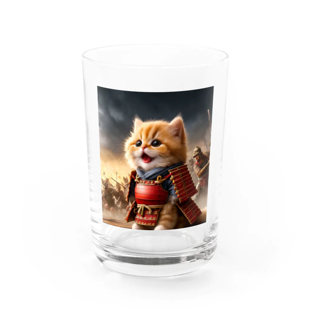 もふもふ日本史の戦ねこ Water Glass :front