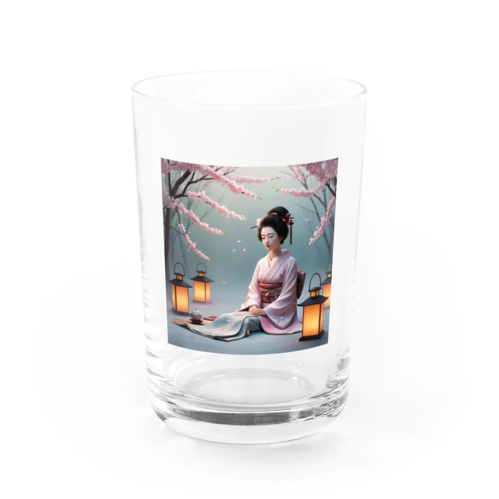 raimu-の着物女性と桜 Water Glass :front