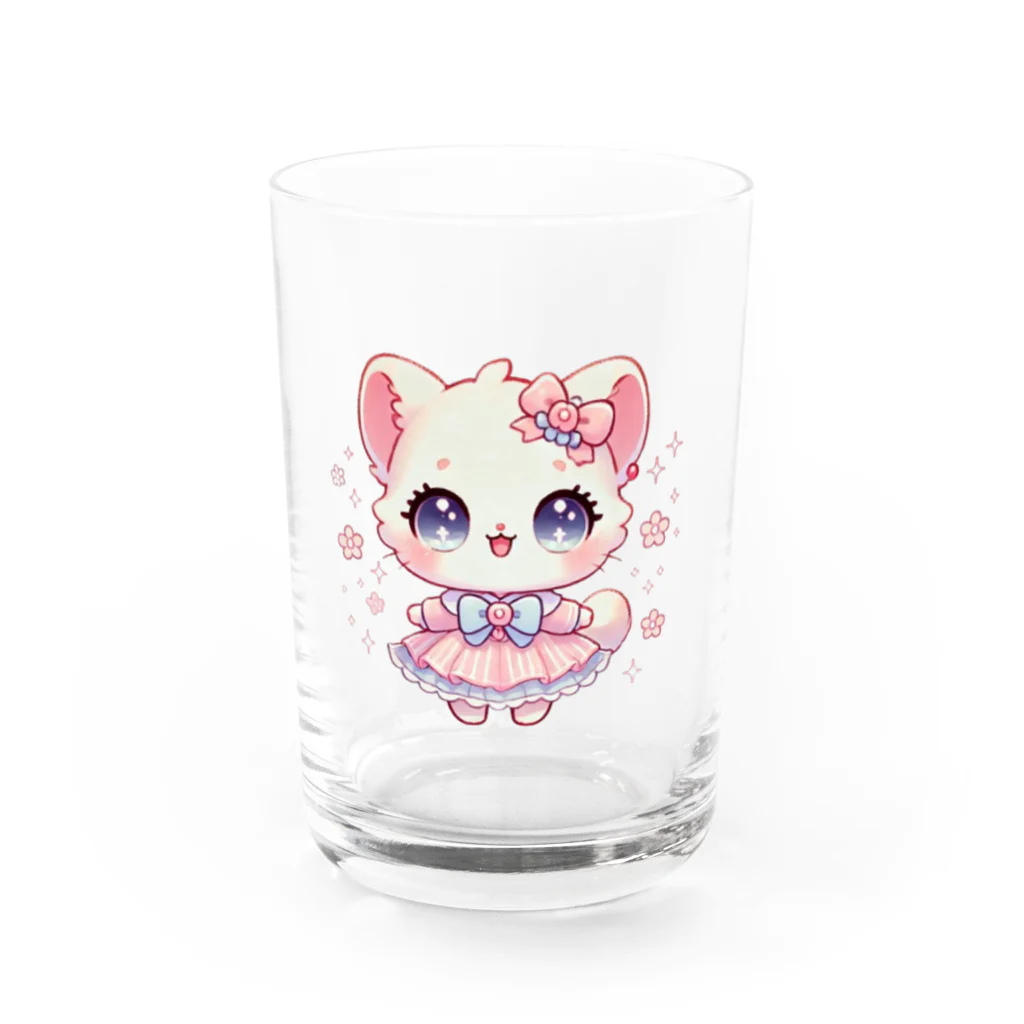 Snow-peaceのかわいいキティの夢見るデザイン Water Glass :front