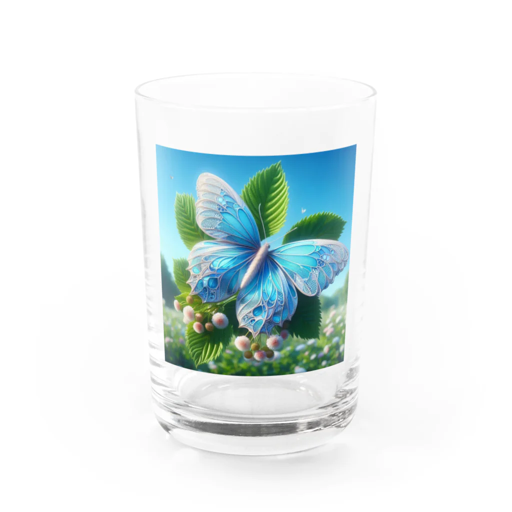 Chihiro0318の水色に舞う美しい蝶々 Water Glass :front