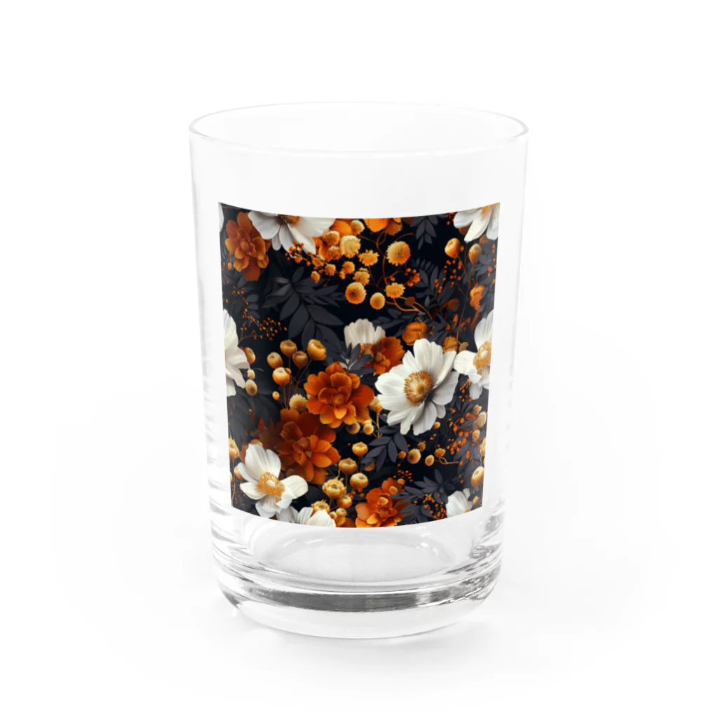 オンラインショップイエローリーフの綺麗な白と黄色い花 Water Glass :front