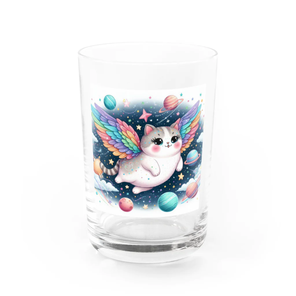 キャットパラダイス☆彡のユニ猫　宇宙空間 Water Glass :front