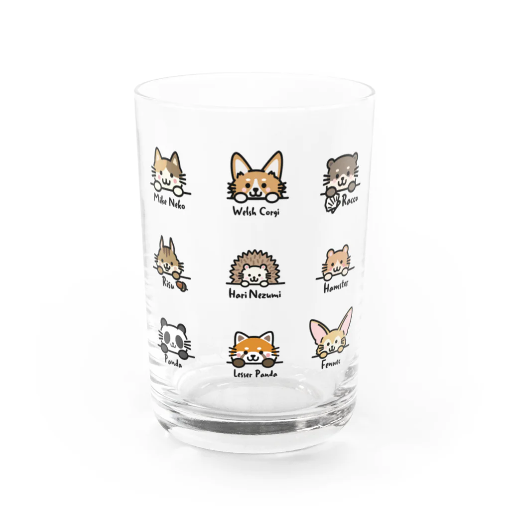 楽猫楽描しげ屋の9Animals Water Glass :front