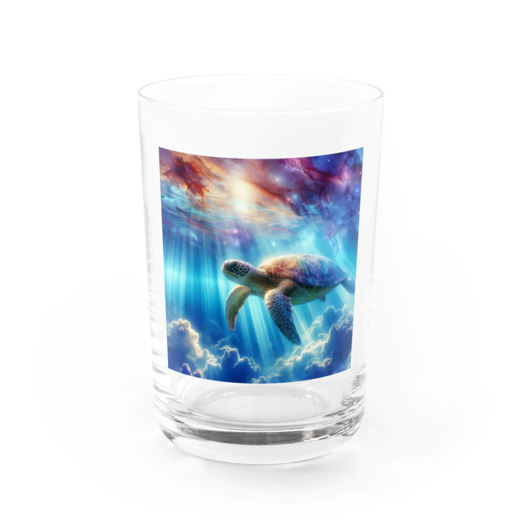 Mangetu2024の宇宙海（ウミガメ） Water Glass :front