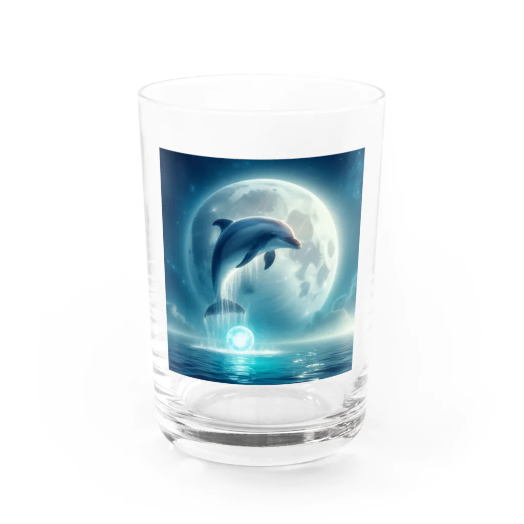 taurusteruの可愛いイルカのキレイな月の下のアイテム Water Glass :front