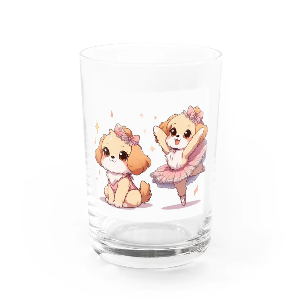 oz-chanのバレリーナのように踊る犬_アニメ風2 Water Glass :front