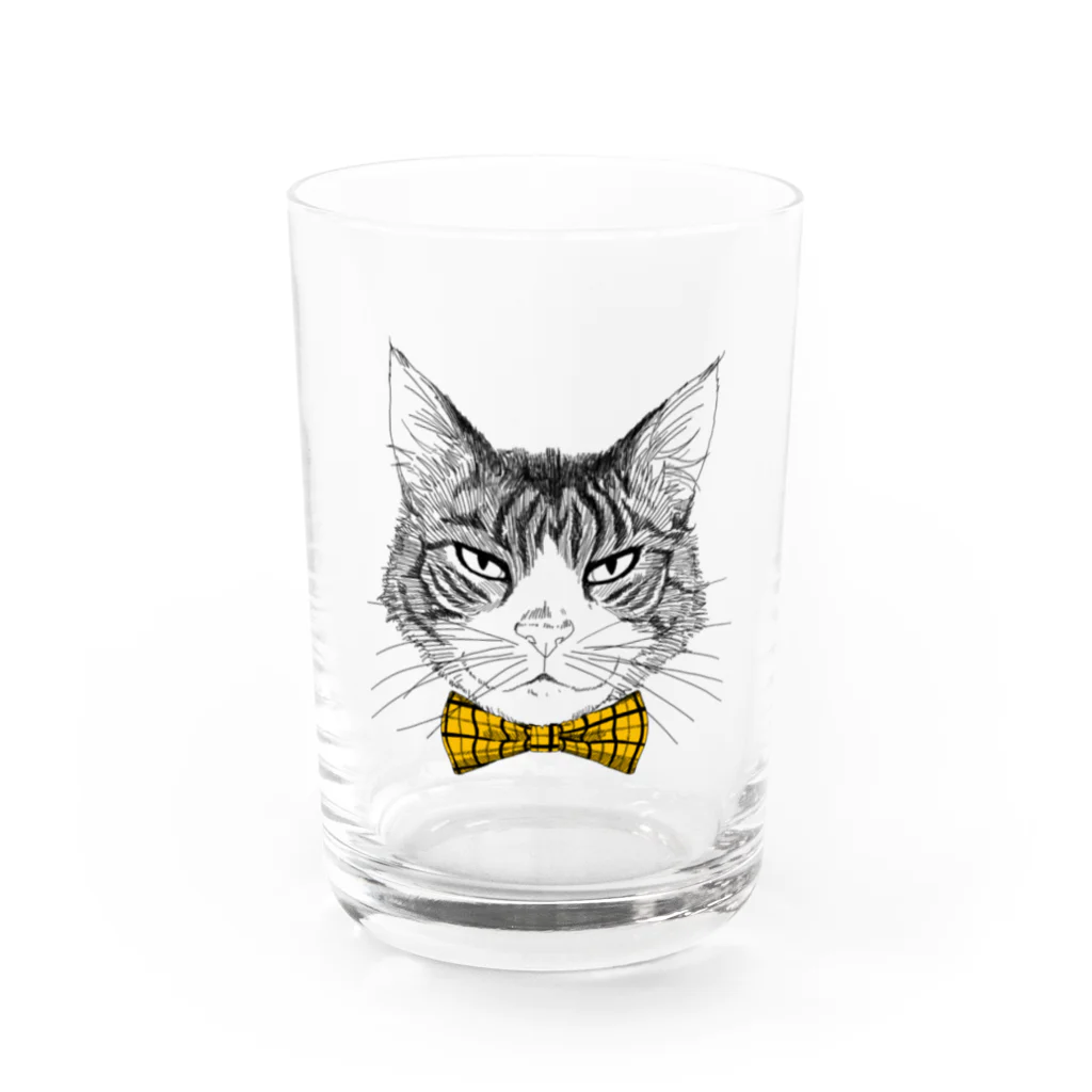 はねまる ショップのCharlie the  Cat(黄リボン) Water Glass :front