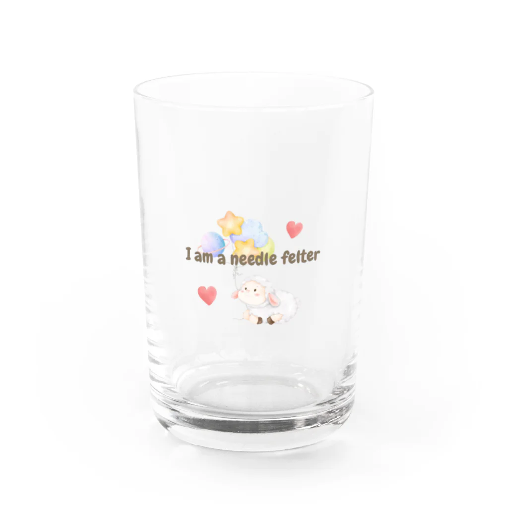 t & fluffyの羊毛フェルト好きさんに贈る I am ニードルフェルター I love ニードルフェルト グッズ Water Glass :front