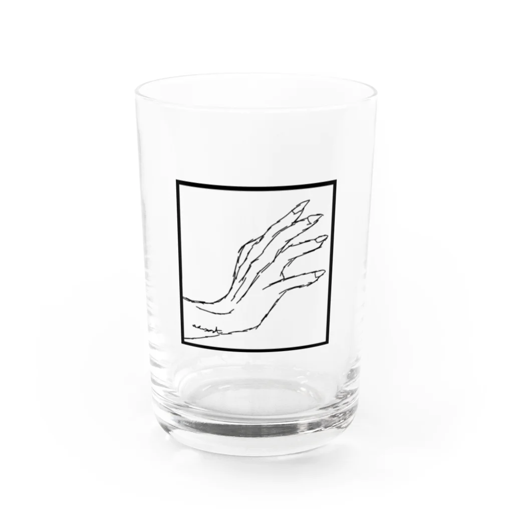 QB🦖のストークハンド(white) Water Glass :front