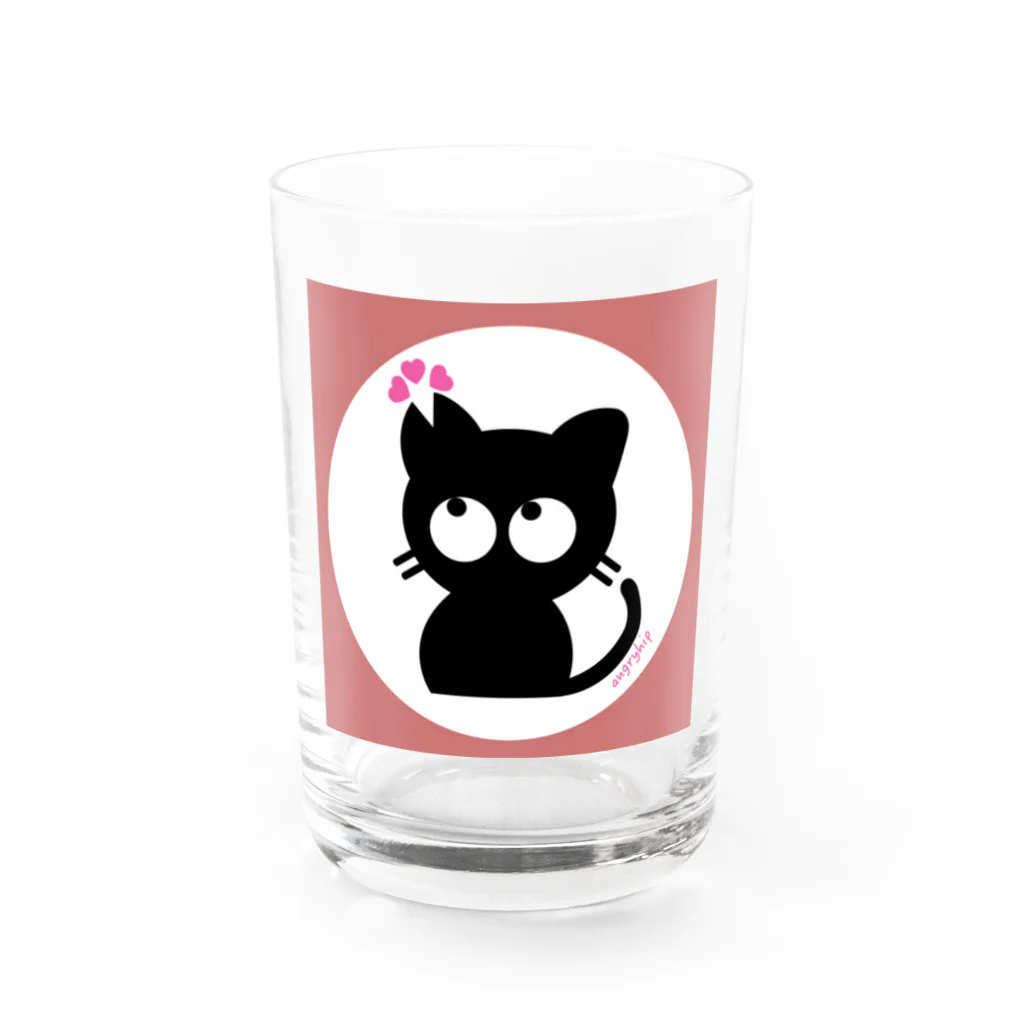 angryhipのさくら黒ねこ Water Glass :front