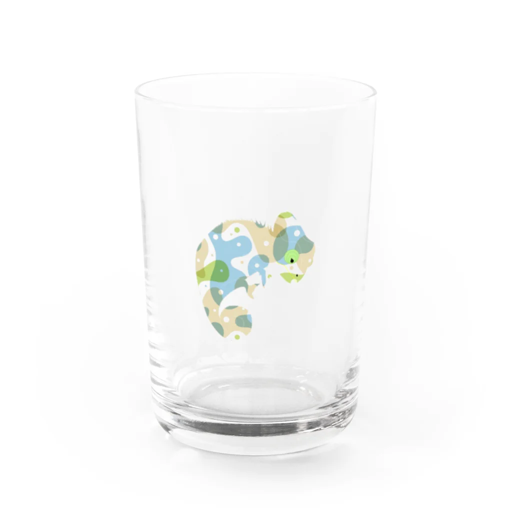 猫アレルギーの猫デザイナーの透過カメレオンちゃん Water Glass :front