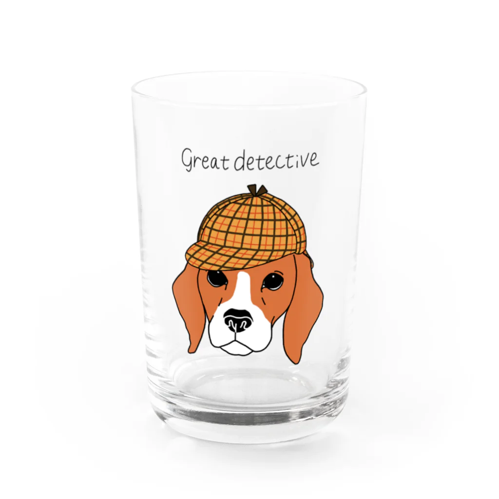 はねまる ショップのgreat  detective beagle グラス前面