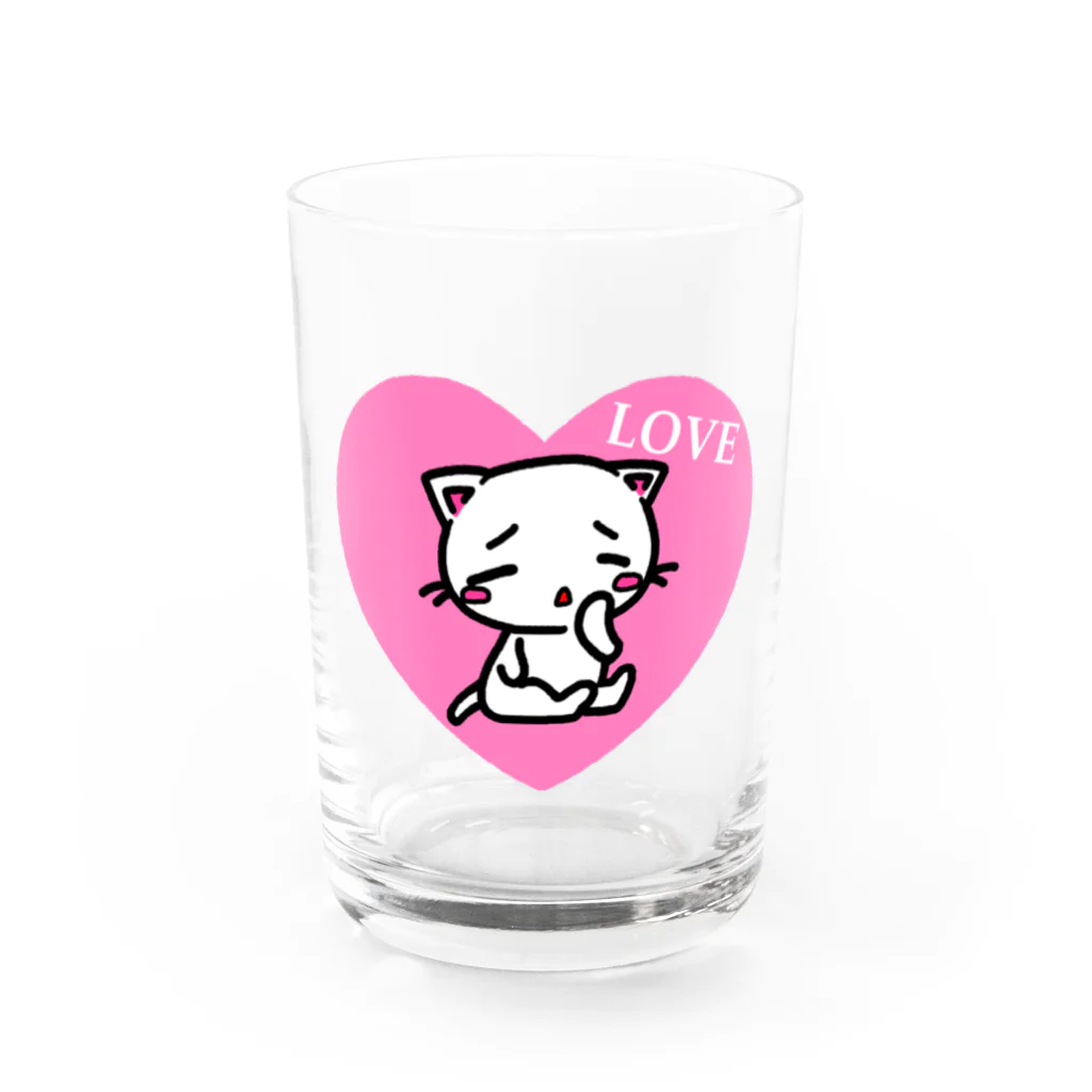 川原ナツミのハートネコLOVE Water Glass :front