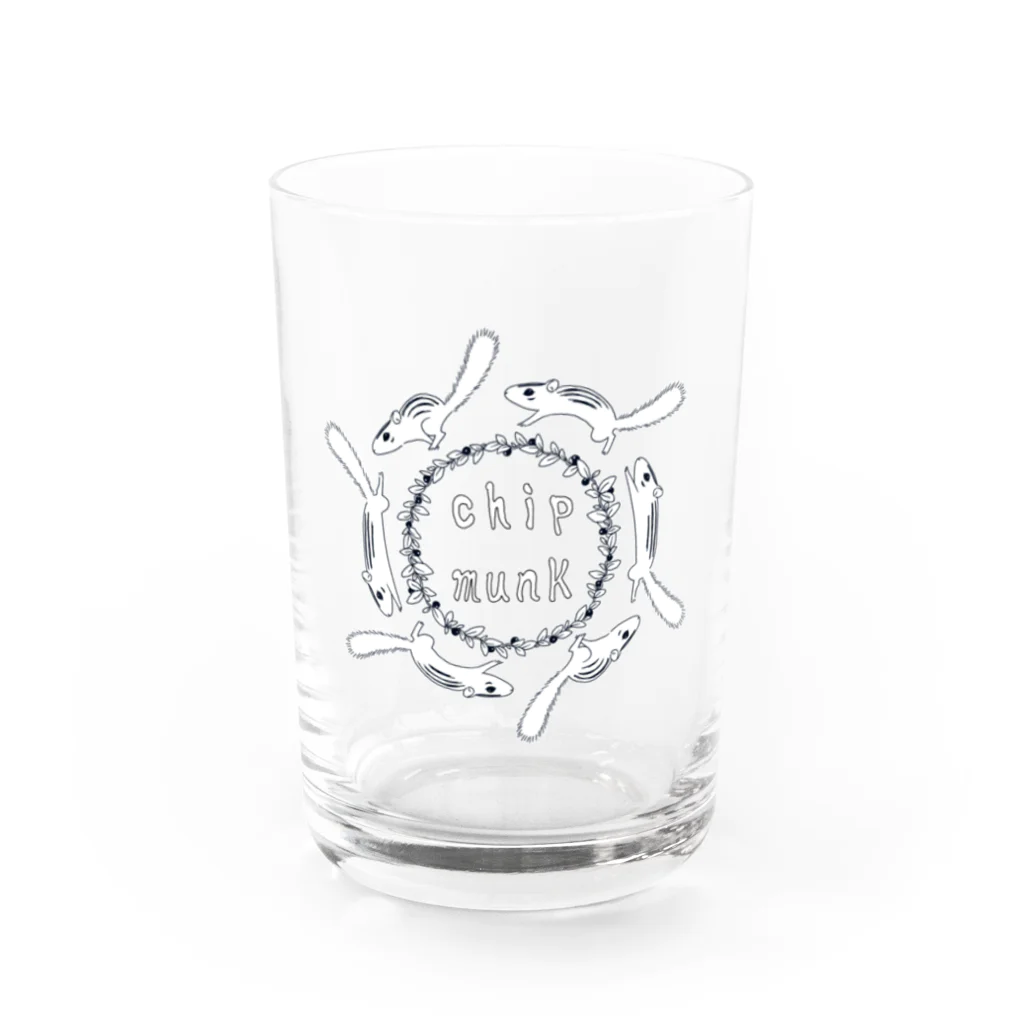 シマリス&ボタンインコのぐるぐるシマリス Water Glass :front