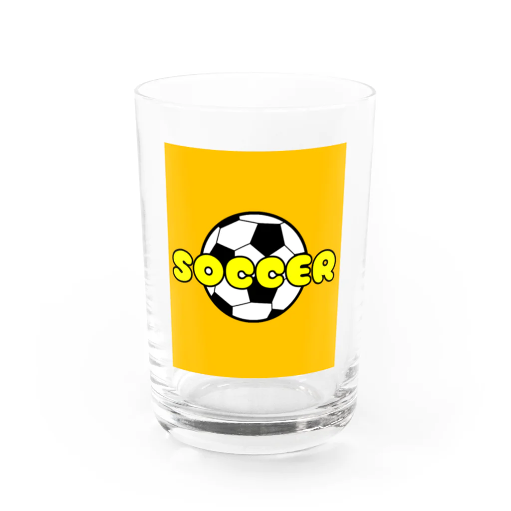 happy_25chanのサッカーボール柄Tシャツ（黄色/白） Water Glass :front