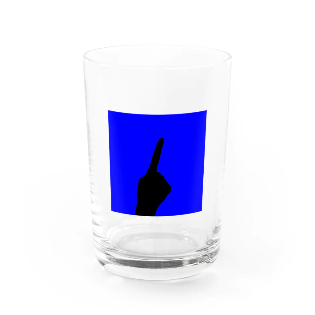 QB🦖のワンハンド・ブルー Water Glass :front