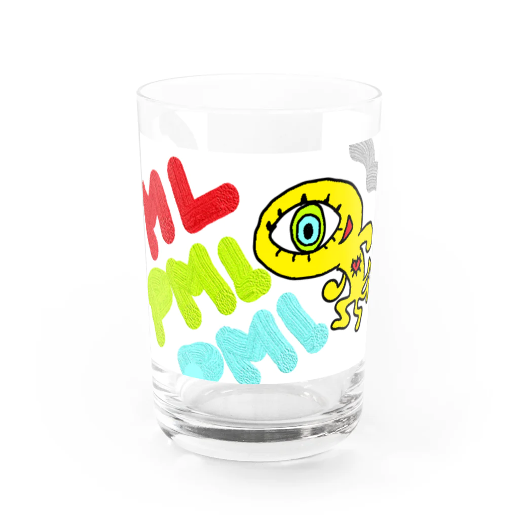 邂【サイマラショップ】逅 SUZURI店のサイマラ　サクリファイスくんグッズ Water Glass :front