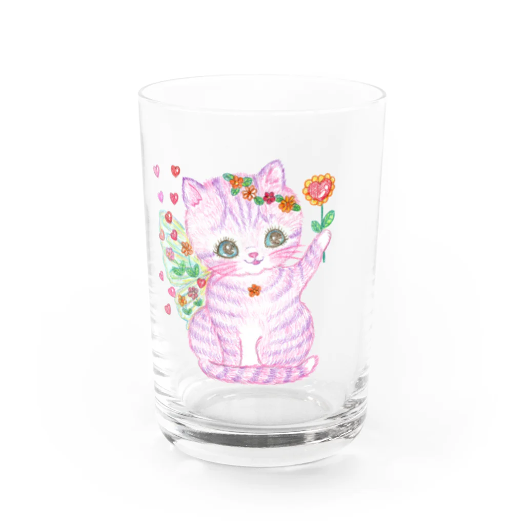 メルティカポエミュウのにゃるる Water Glass :front