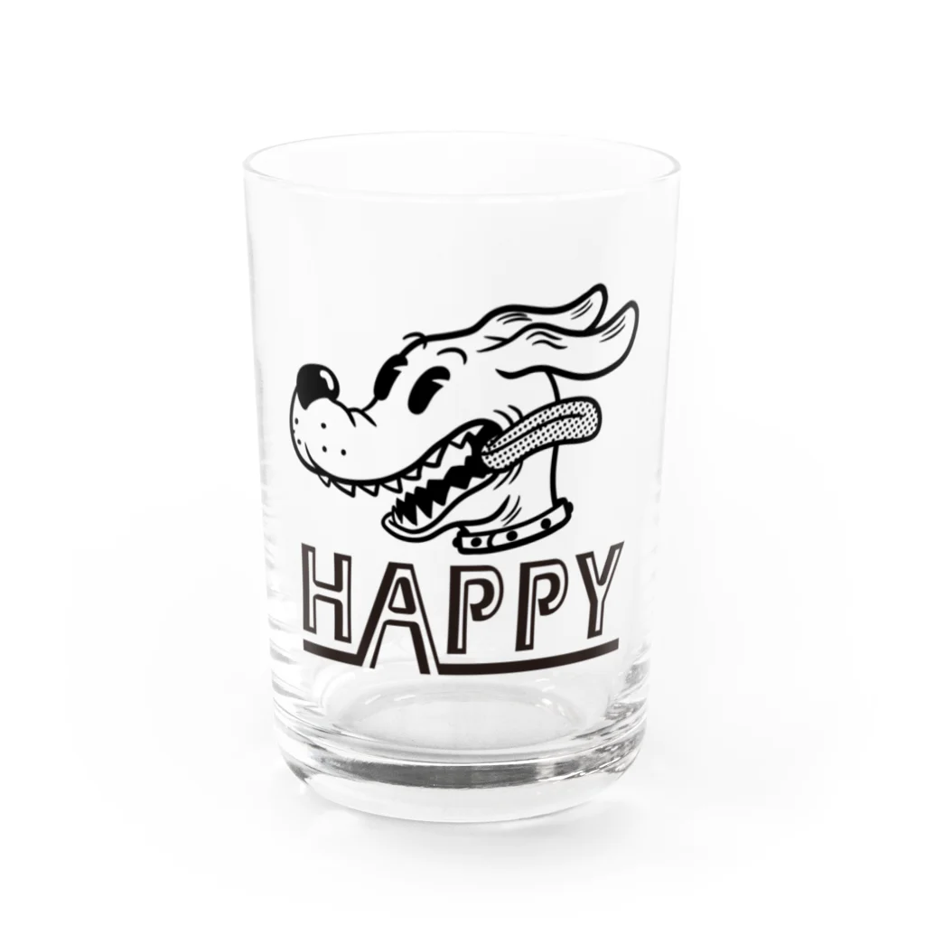 nidan-illustrationのhappy dog (black ink) Water Glass :front