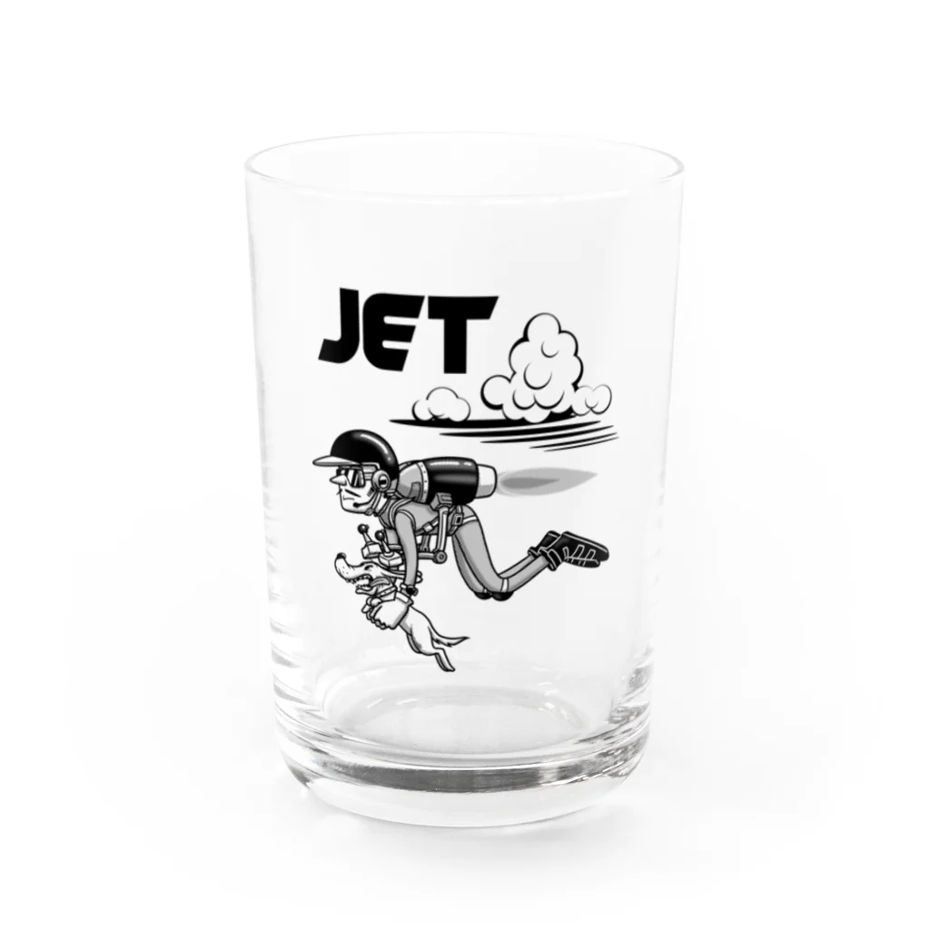 nidan-illustrationのhappy dog -JET- (black ink) Water Glass :front