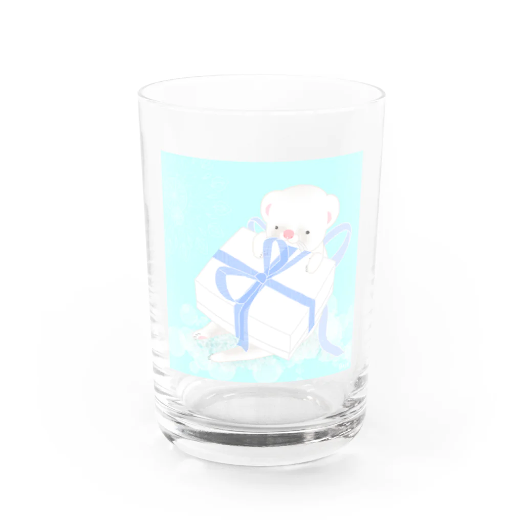 Bajeのプレゼントとフェレット 水色 Water Glass :front