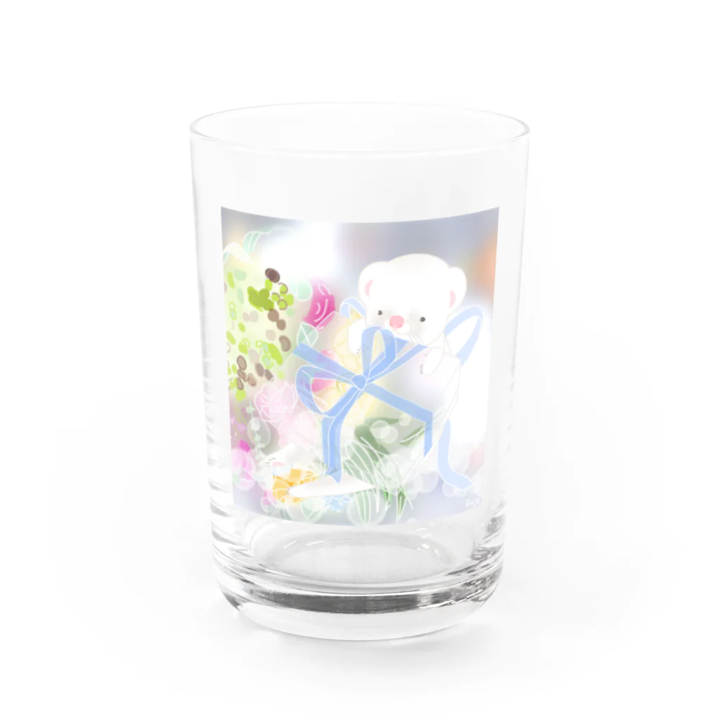 Bajeのプレゼントとフェレット フラワー💐 Water Glass :front