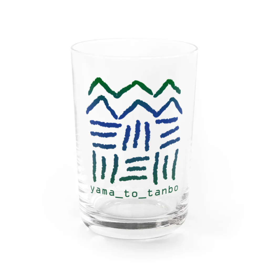 〈ヤマサキサチコ〉ショップの山と田んぼ（グラデ） Water Glass :front