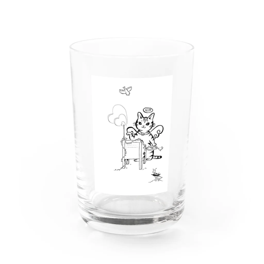 ねこのび屋のテルミンと天使にゃん Water Glass :front