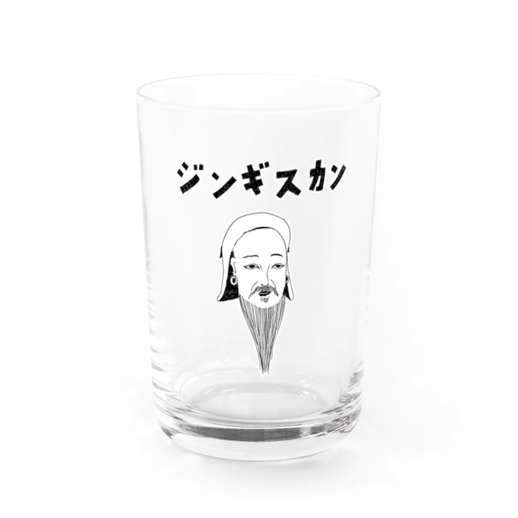 NIKORASU GOの歴史の偉人デザイン「ジンギスカン」（Tシャツ・パーカー・グッズ・ETC） Water Glass :front