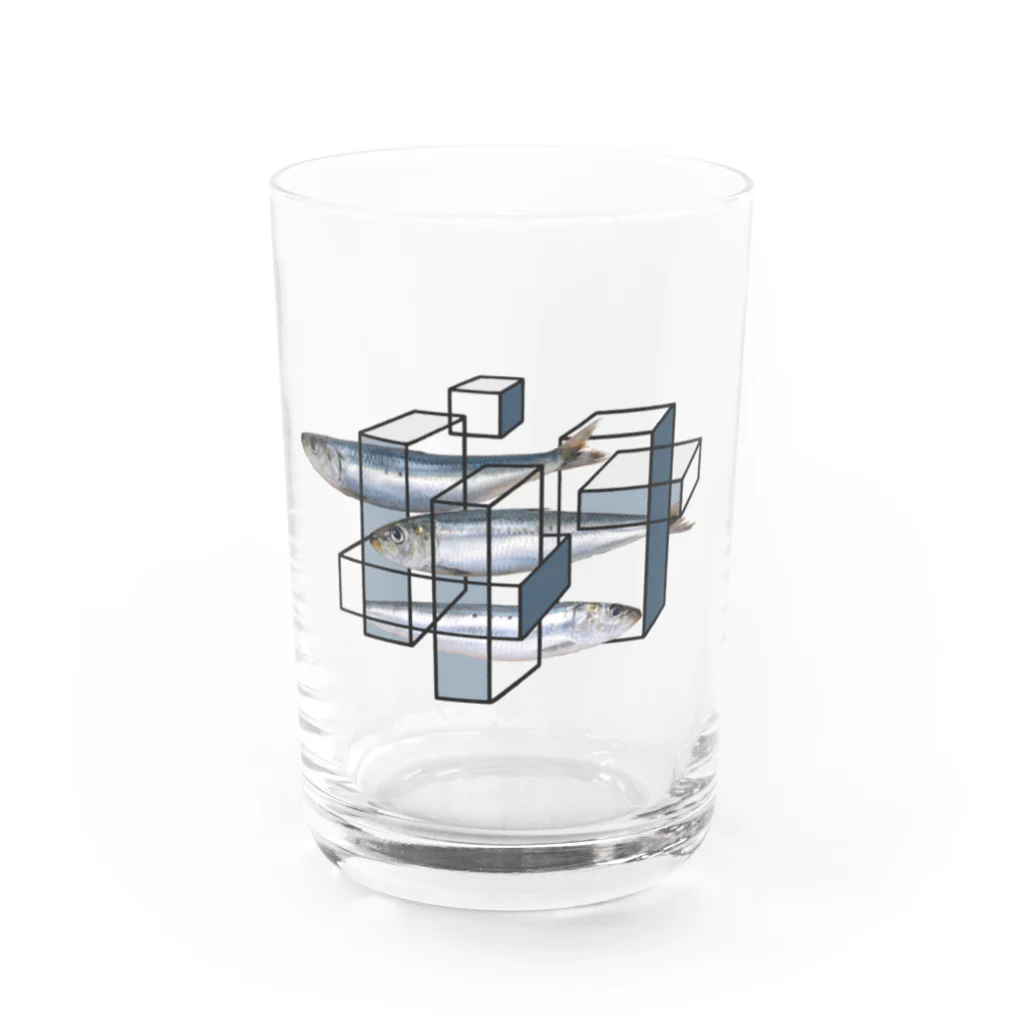 こけしボックスのそこにあるイワシ Water Glass :front